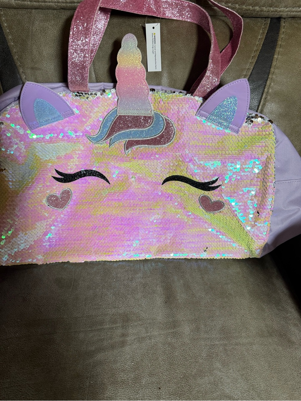 Kids Sequin Unicorn Tote Bag - Pink